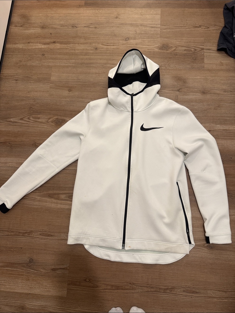 Nike White Hooded Zip Jacket with Black Trim
